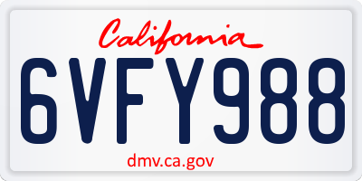 CA license plate 6VFY988