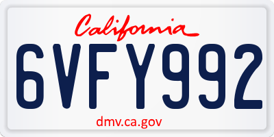 CA license plate 6VFY992