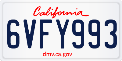 CA license plate 6VFY993