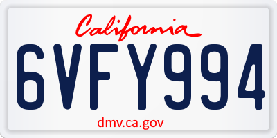 CA license plate 6VFY994