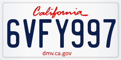 CA license plate 6VFY997