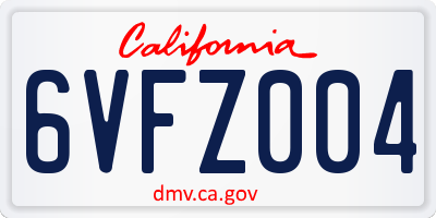 CA license plate 6VFZ004