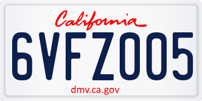 CA license plate 6VFZ005