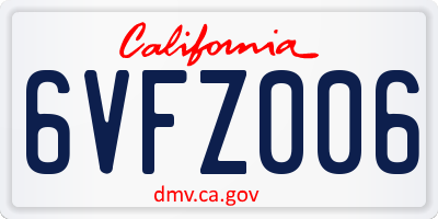 CA license plate 6VFZ006