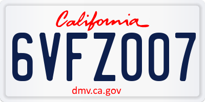 CA license plate 6VFZ007