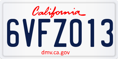 CA license plate 6VFZ013