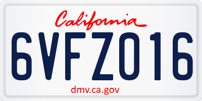 CA license plate 6VFZ016