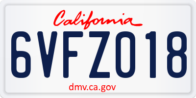 CA license plate 6VFZ018