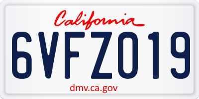 CA license plate 6VFZ019