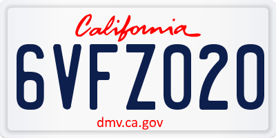 CA license plate 6VFZ020