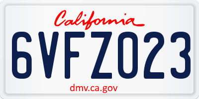 CA license plate 6VFZ023