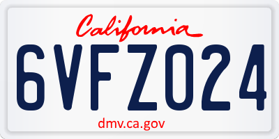 CA license plate 6VFZ024