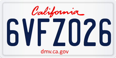 CA license plate 6VFZ026