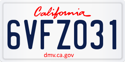 CA license plate 6VFZ031