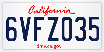 CA license plate 6VFZ035