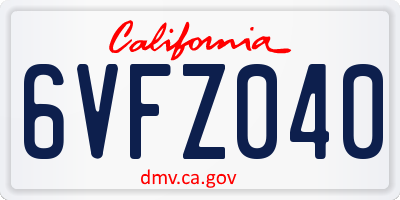 CA license plate 6VFZ040