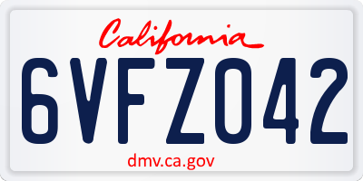 CA license plate 6VFZ042