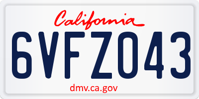 CA license plate 6VFZ043