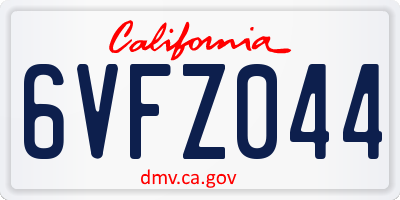 CA license plate 6VFZ044