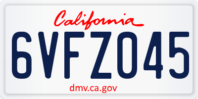 CA license plate 6VFZ045