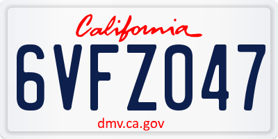 CA license plate 6VFZ047