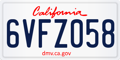 CA license plate 6VFZ058