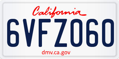 CA license plate 6VFZ060