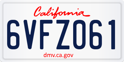 CA license plate 6VFZ061
