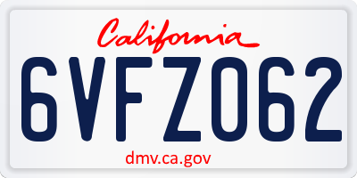 CA license plate 6VFZ062