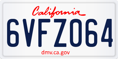 CA license plate 6VFZ064