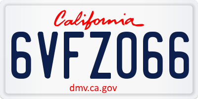 CA license plate 6VFZ066