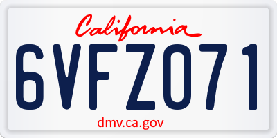 CA license plate 6VFZ071