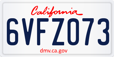 CA license plate 6VFZ073