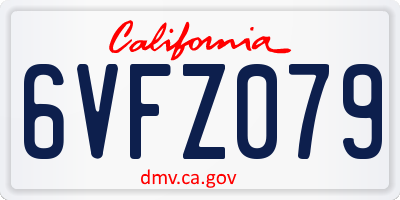 CA license plate 6VFZ079