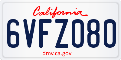 CA license plate 6VFZ080