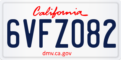 CA license plate 6VFZ082