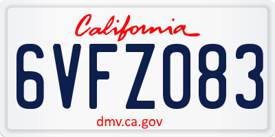 CA license plate 6VFZ083