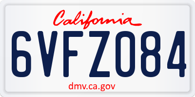 CA license plate 6VFZ084