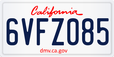 CA license plate 6VFZ085