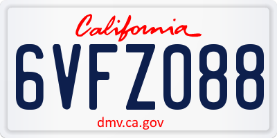 CA license plate 6VFZ088