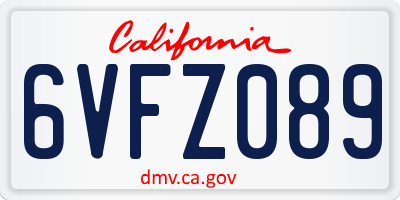 CA license plate 6VFZ089