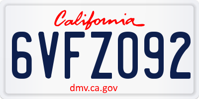 CA license plate 6VFZ092