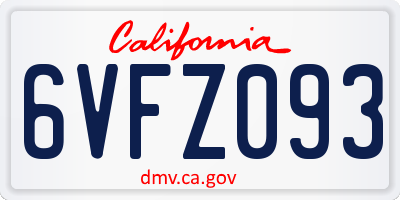 CA license plate 6VFZ093