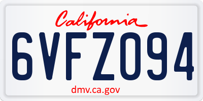 CA license plate 6VFZ094