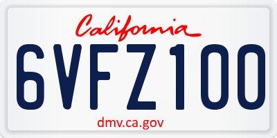 CA license plate 6VFZ100