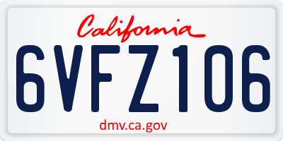 CA license plate 6VFZ106