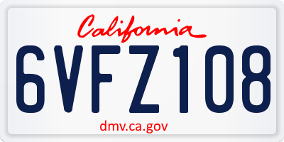 CA license plate 6VFZ108
