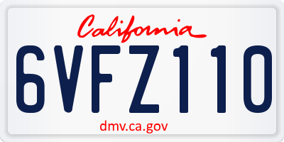 CA license plate 6VFZ110