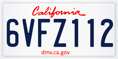 CA license plate 6VFZ112