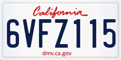 CA license plate 6VFZ115